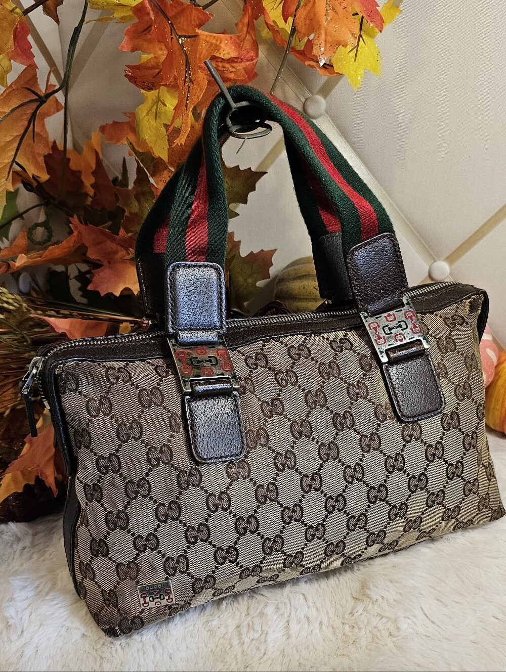 Gucci GG Canvas Web Pop / Sherry Line Top Handle Bag